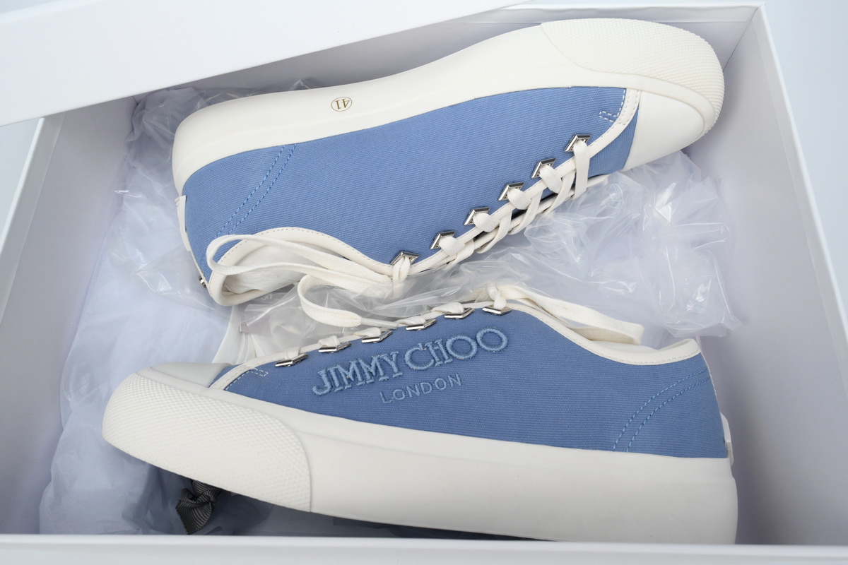 Jimmy Choo Palma Maxi Blue Canvas Platform Trainers PALMAMAXIFCYE043621