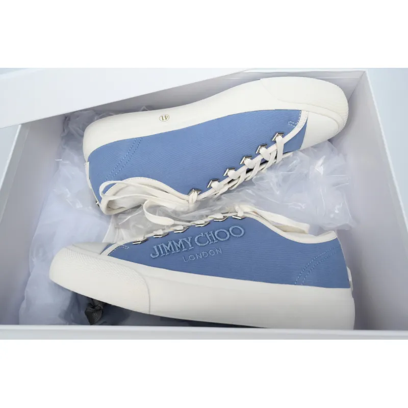 Jimmy Choo Palma Maxi Blue Canvas Platform Trainers PALMAMAXIFCYE043621