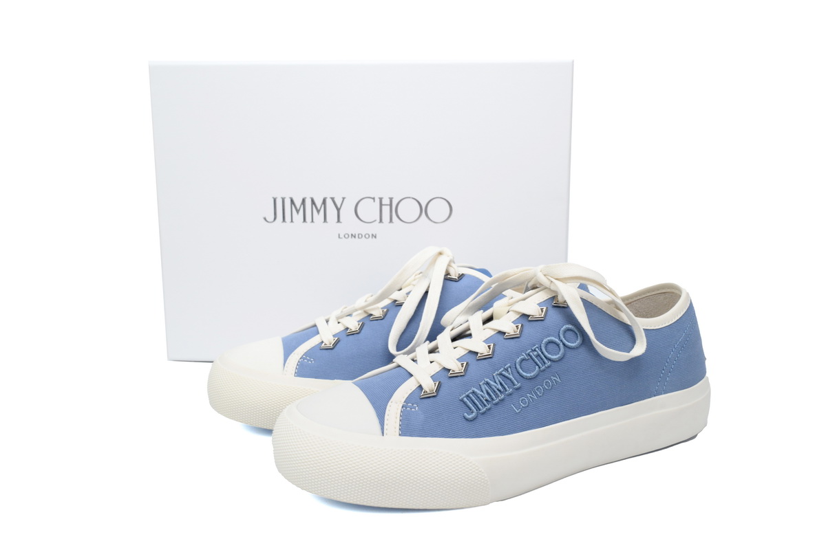 Jimmy Choo Palma Maxi Blue Canvas Platform Trainers PALMAMAXIFCYE043621