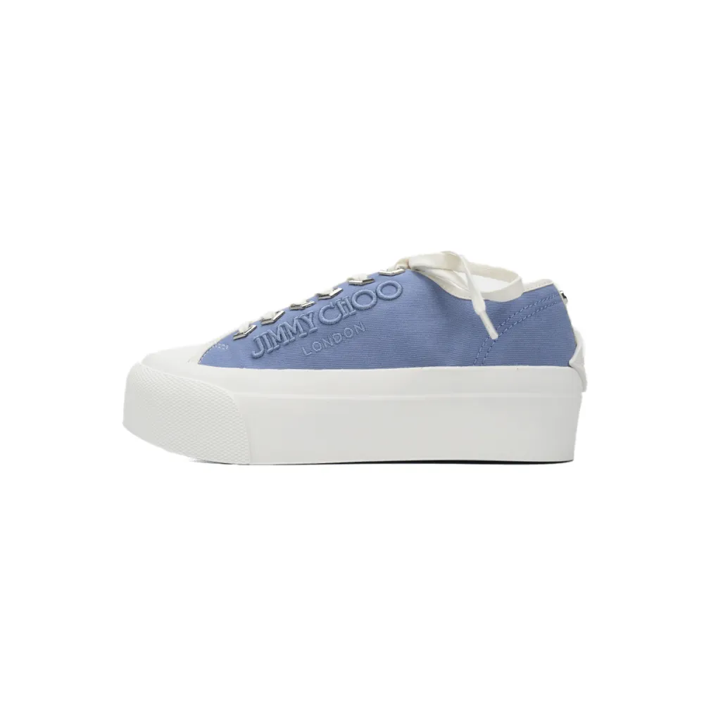 jimmy choo palma maxi blue canvas platform trainers women