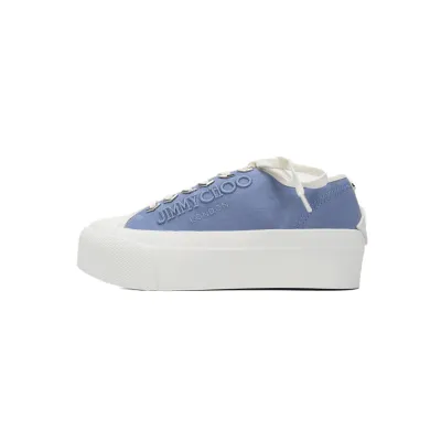 Jimmy Choo Palma Maxi Blue Canvas Platform Trainers Women 01