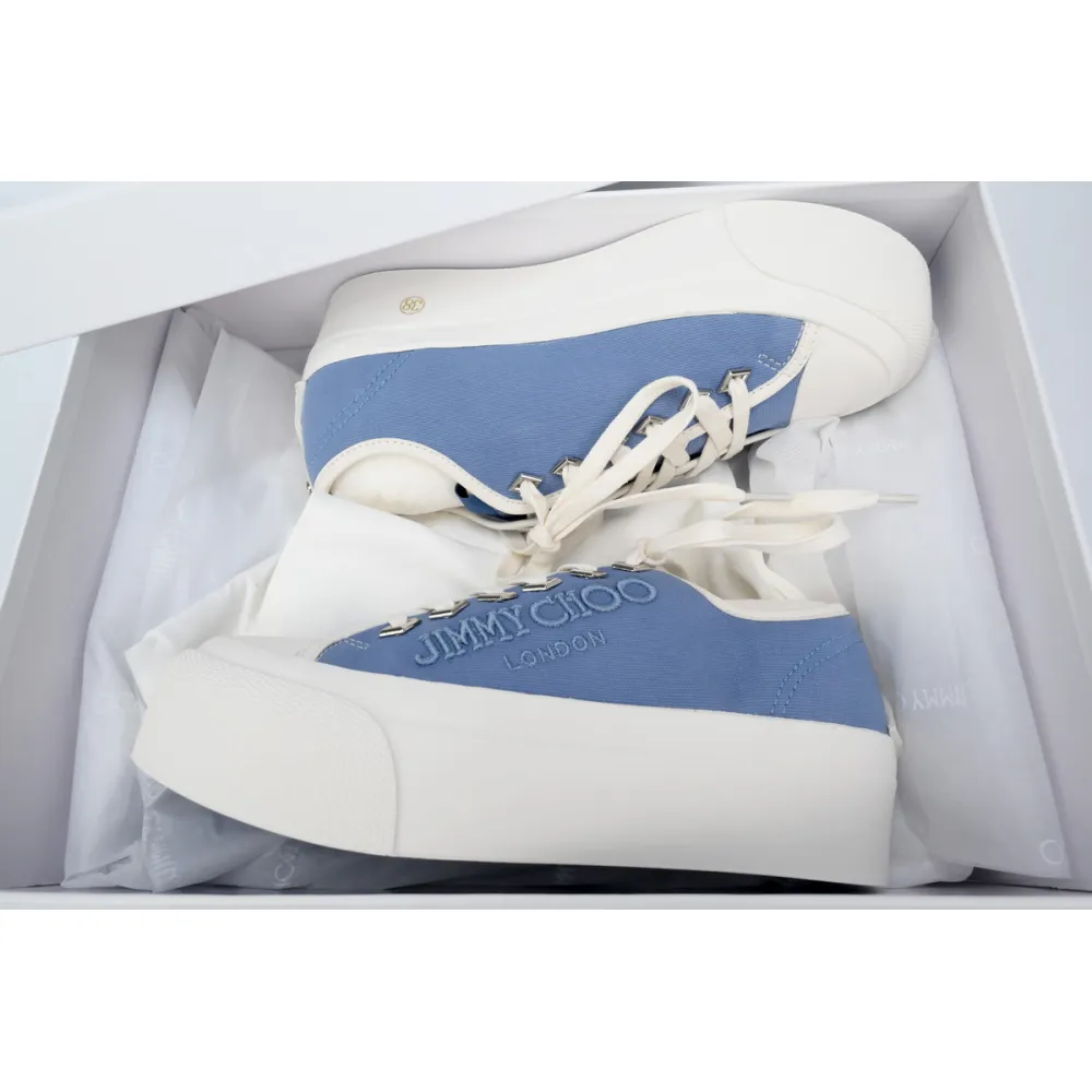 jimmy choo palma maxi blue canvas platform trainers women