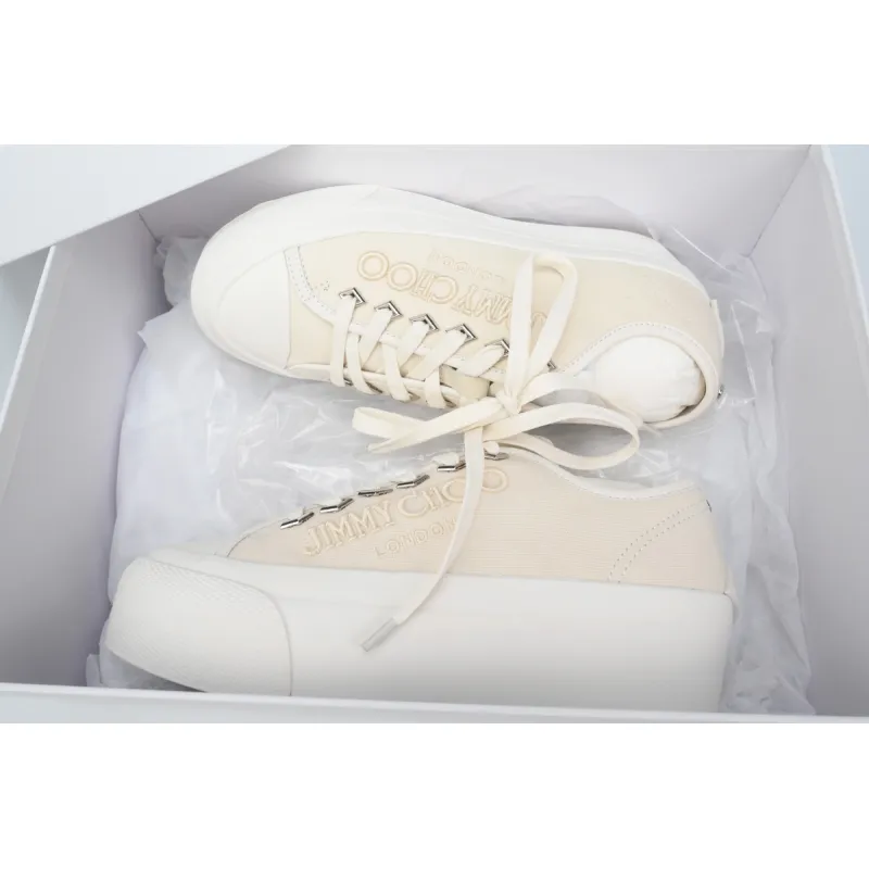 Jimmy Choo Palma Maxi White Canvas Platform Trainers (Women) PALMAFCYE