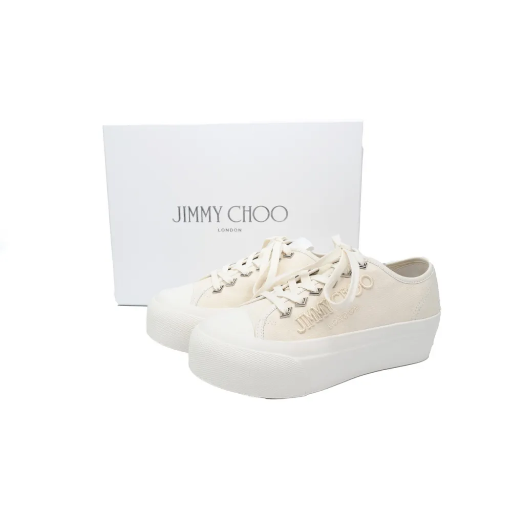 jimmy choo palma maxi white canvas platform trainers (women) palmafcye