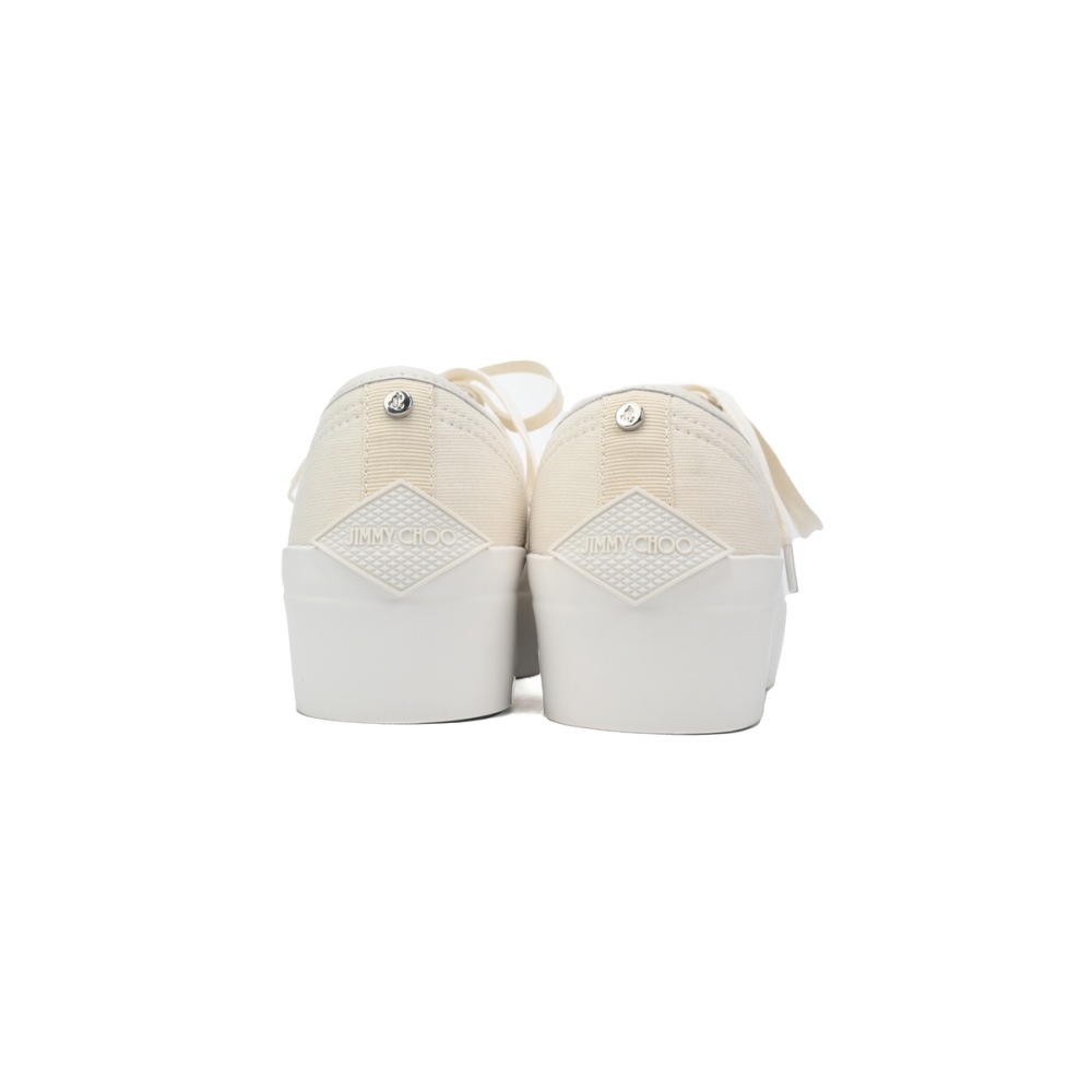 Jimmy Choo Palma Maxi White Canvas Platform Trainers (Women) PALMAFCYE