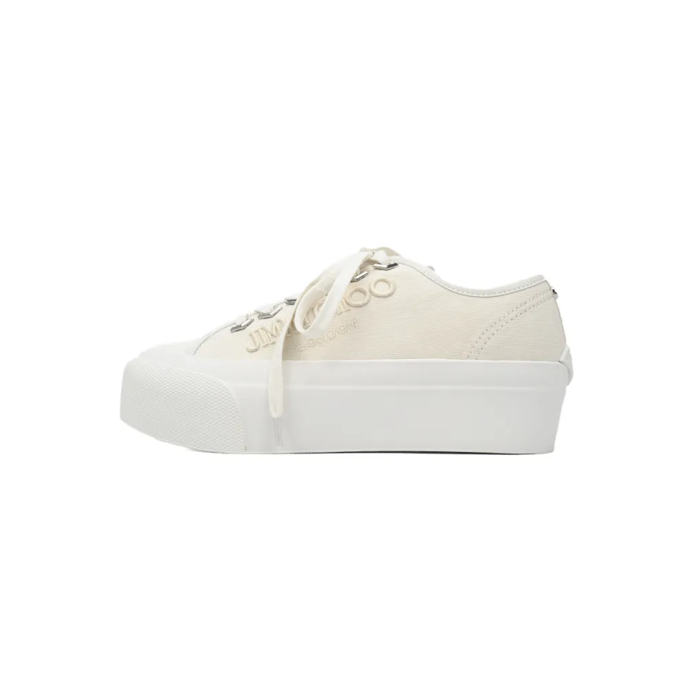 jimmy choo palma maxi white canvas platform trainers (women) palmafcye