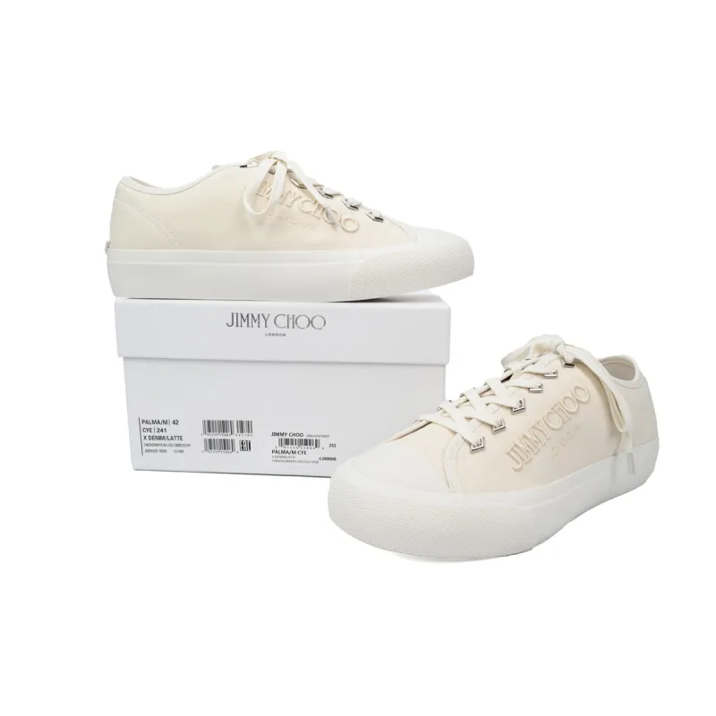 Jimmy Choo Palma Maxi White Canvas Platform Trainers PALMAMAXIFCYE