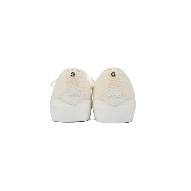 Jimmy Choo Palma Maxi White Canvas Platform Trainers PALMAMAXIFCYE