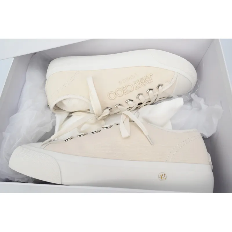 Jimmy Choo Palma Maxi White Canvas Platform Trainers PALMAMAXIFCYE