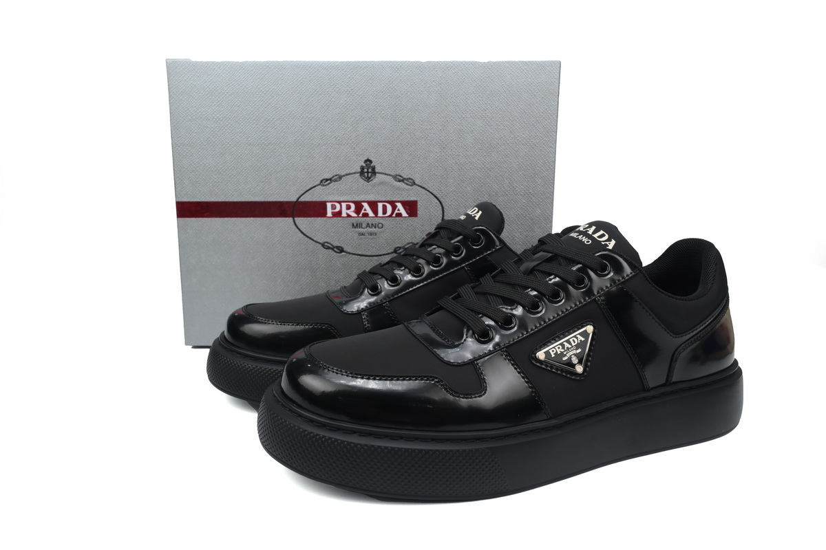 Prada Downtown Patent Leather Sneakers Black