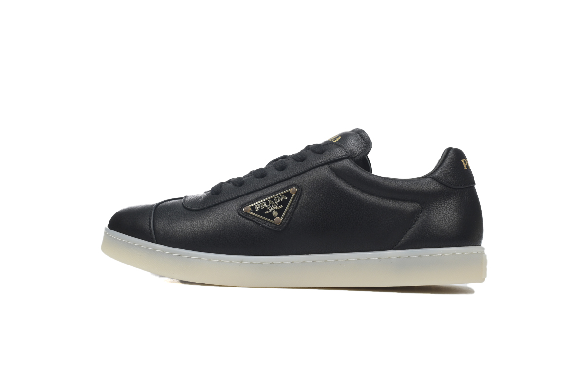 Prada Lane Leather Sneakers Lane Black