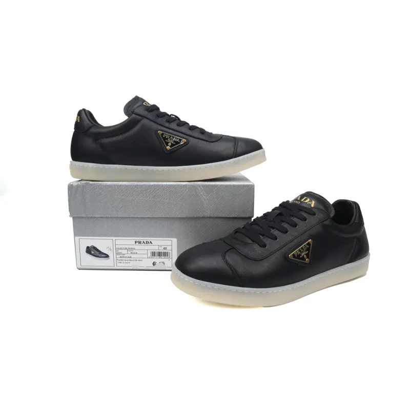 Prada Lane Leather Sneakers Lane Black