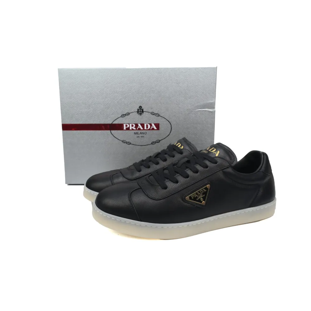 Prada Lane Leather Sneakers Lane Black