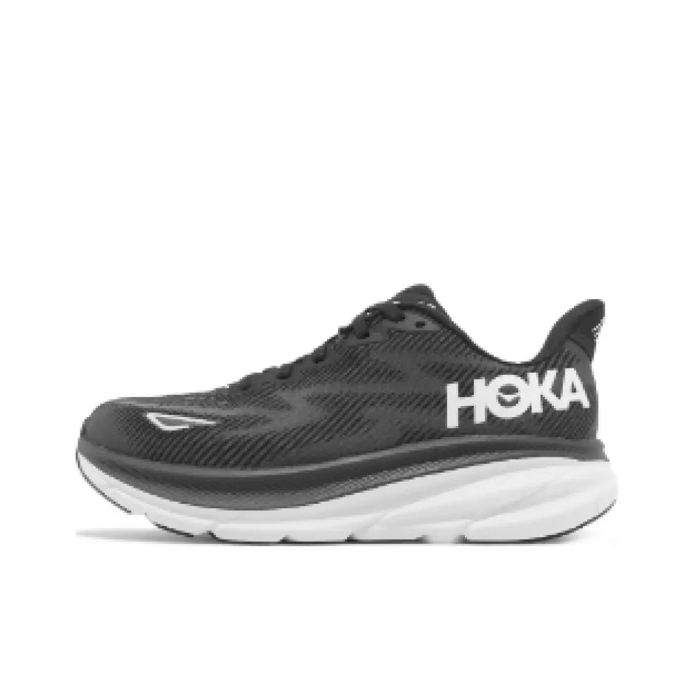 hoka one one clifton 9 2e wide black white 1132210-bwht