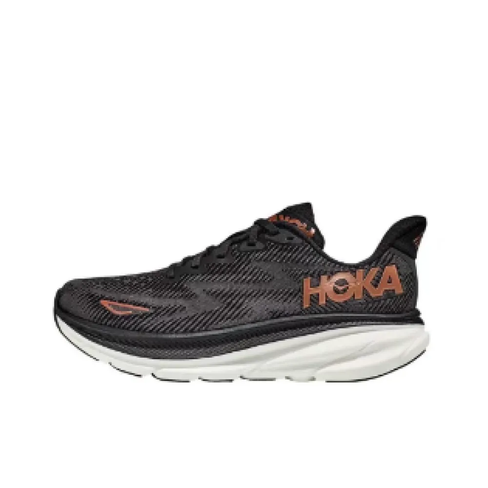 hoka one one clifton 9 black copper 1127896-bcppr