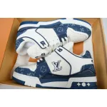 Louis Vuitton LV Trainer Sneaker White Blue Denim CKXD24071802