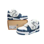 Louis Vuitton LV Trainer Sneaker White Blue Denim CKXD24071802
