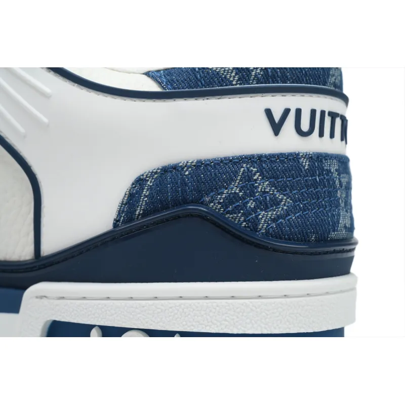 Louis Vuitton LV Trainer Sneaker White Blue Denim CKXD24071802
