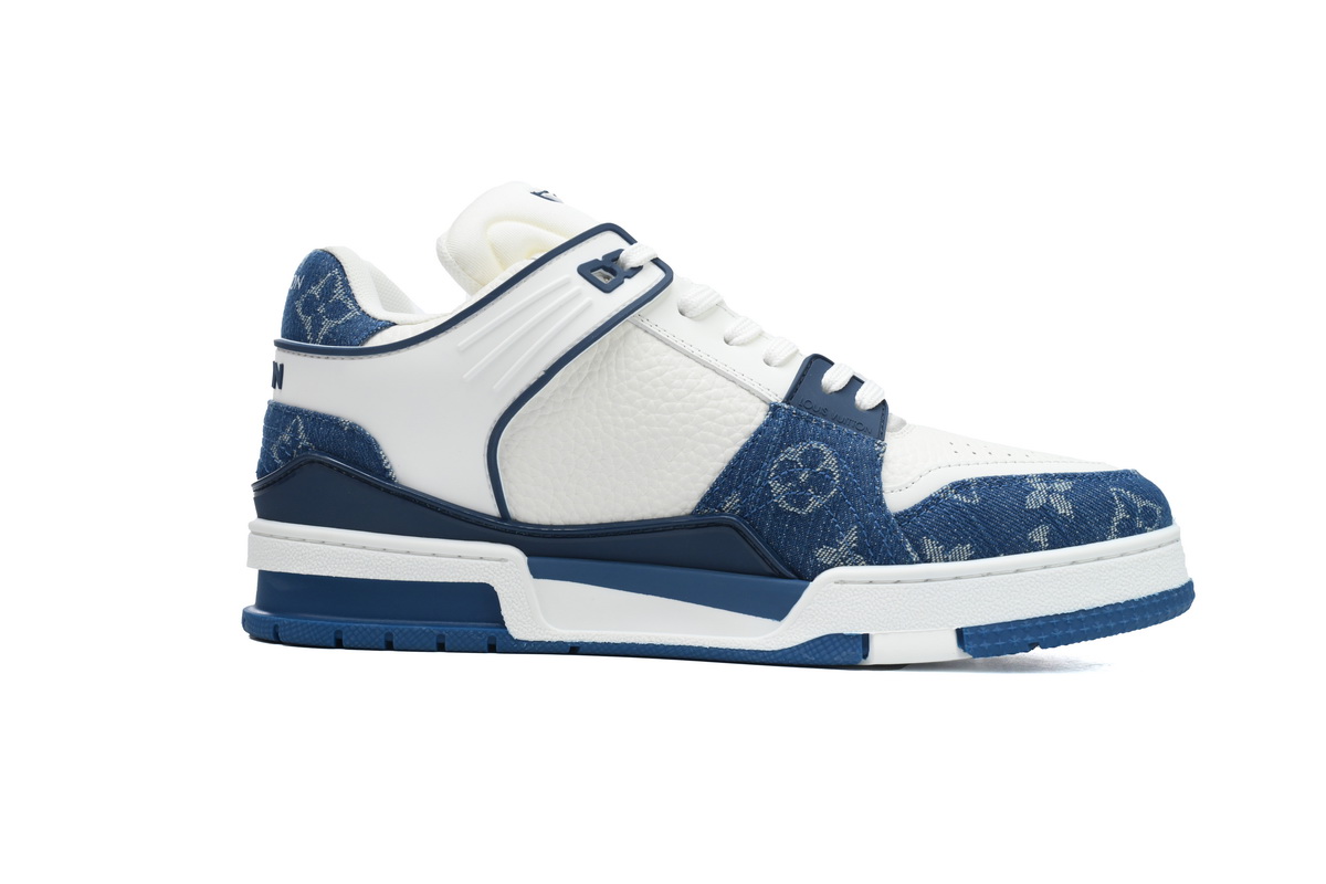 Louis Vuitton LV Trainer Sneaker White Blue Denim CKXD24071802