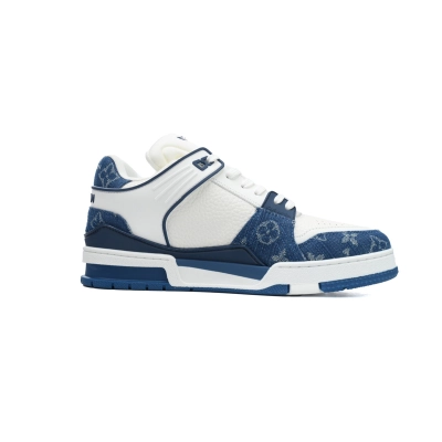 Louis Vuitton LV Trainer Sneaker White Blue Denim CKXD24071802 02