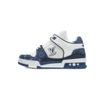 Louis Vuitton LV Trainer Sneaker White Blue Denim CKXD24071802