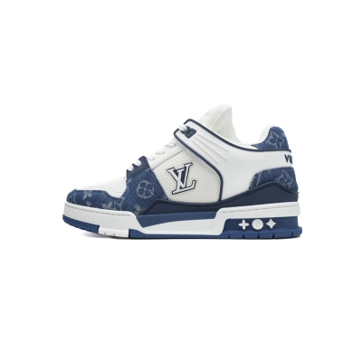 Louis Vuitton LV Trainer Sneaker White Blue Denim CKXD24071802 01