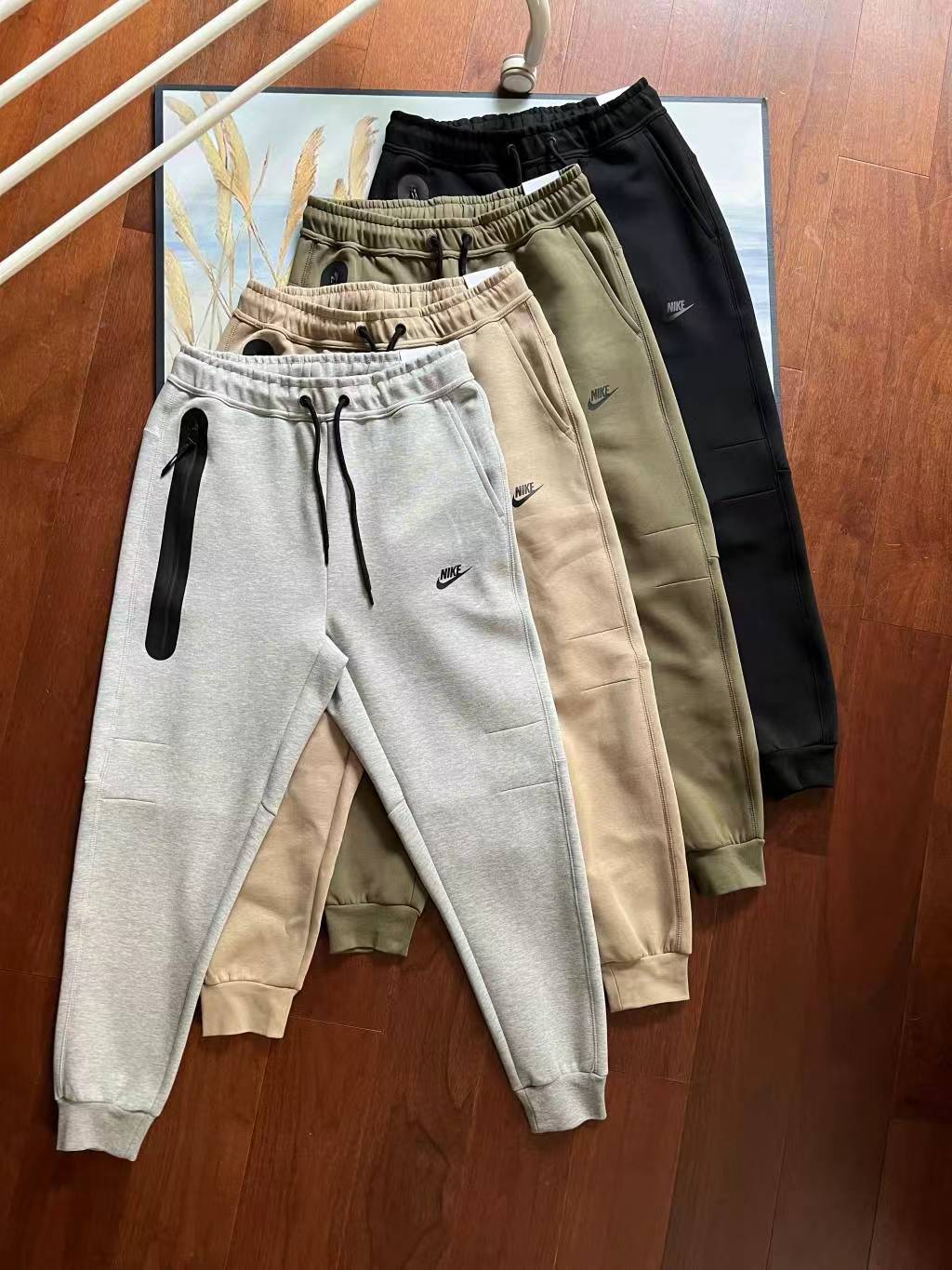 Nike Sportswear Tech Fleece Hoodie & Joggers Pant Set Black/Grey/Army Green/Khaki YZ FB7922 8002