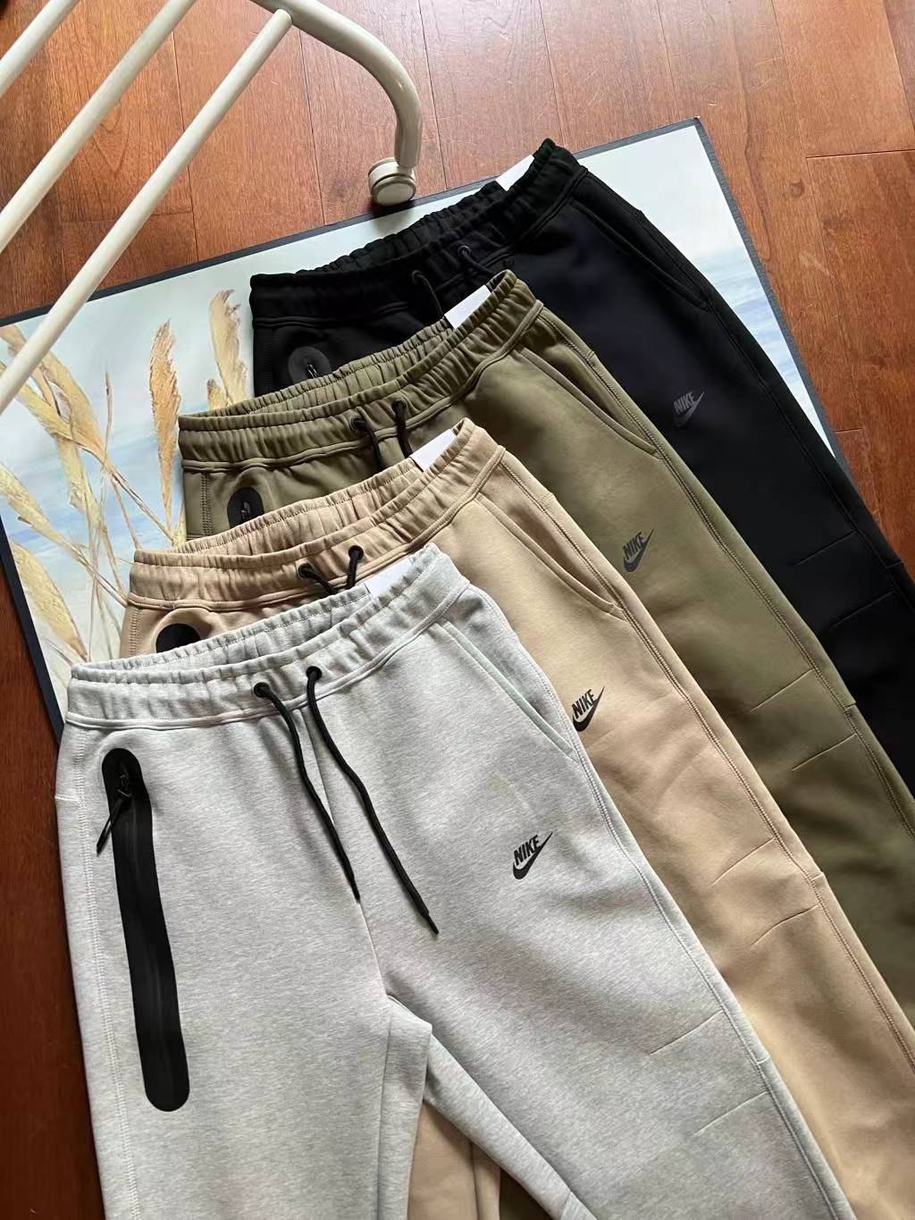 Nike Sportswear Tech Fleece Hoodie & Joggers Pant Set Black/Grey/Army Green/Khaki YZ FB7922 8002