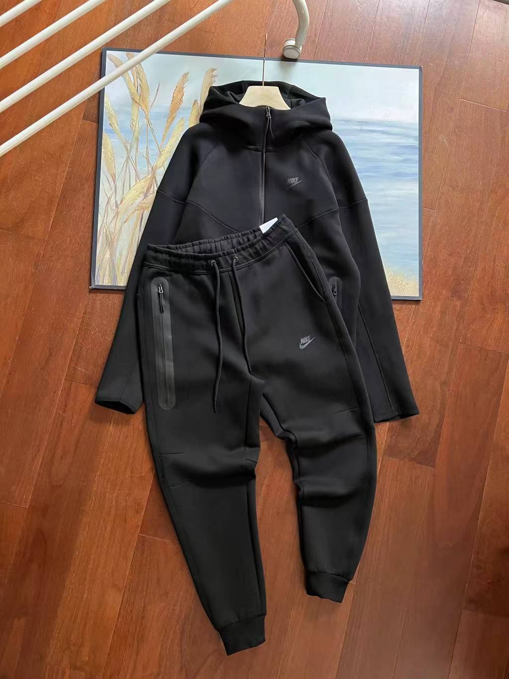 Nike Sportswear Tech Fleece Hoodie & Joggers Pant Set Black/Grey/Army Green/Khaki YZ FB7922 8002