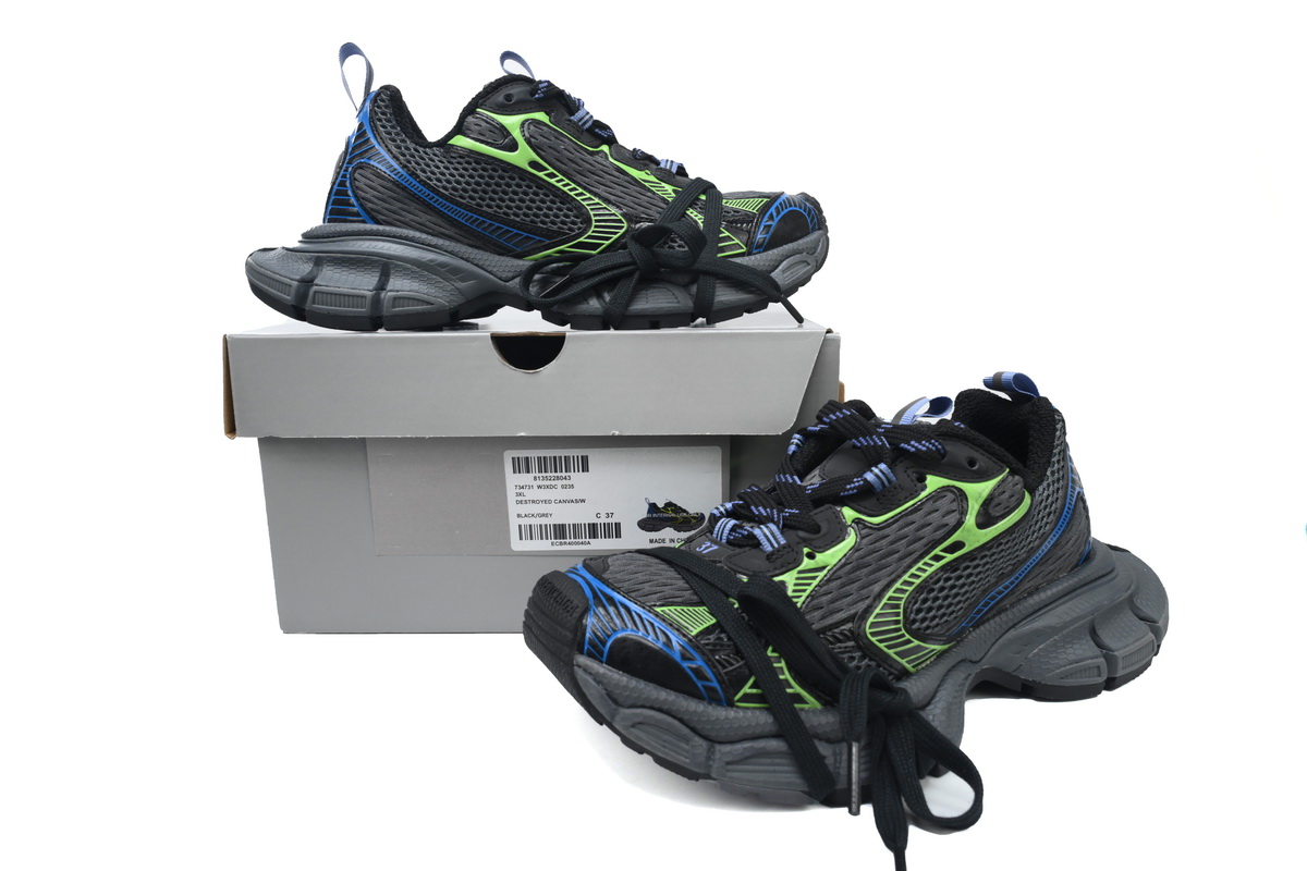 Balenciaga 3XL Sneaker Black Green Blue 734731 W3XDC 0235