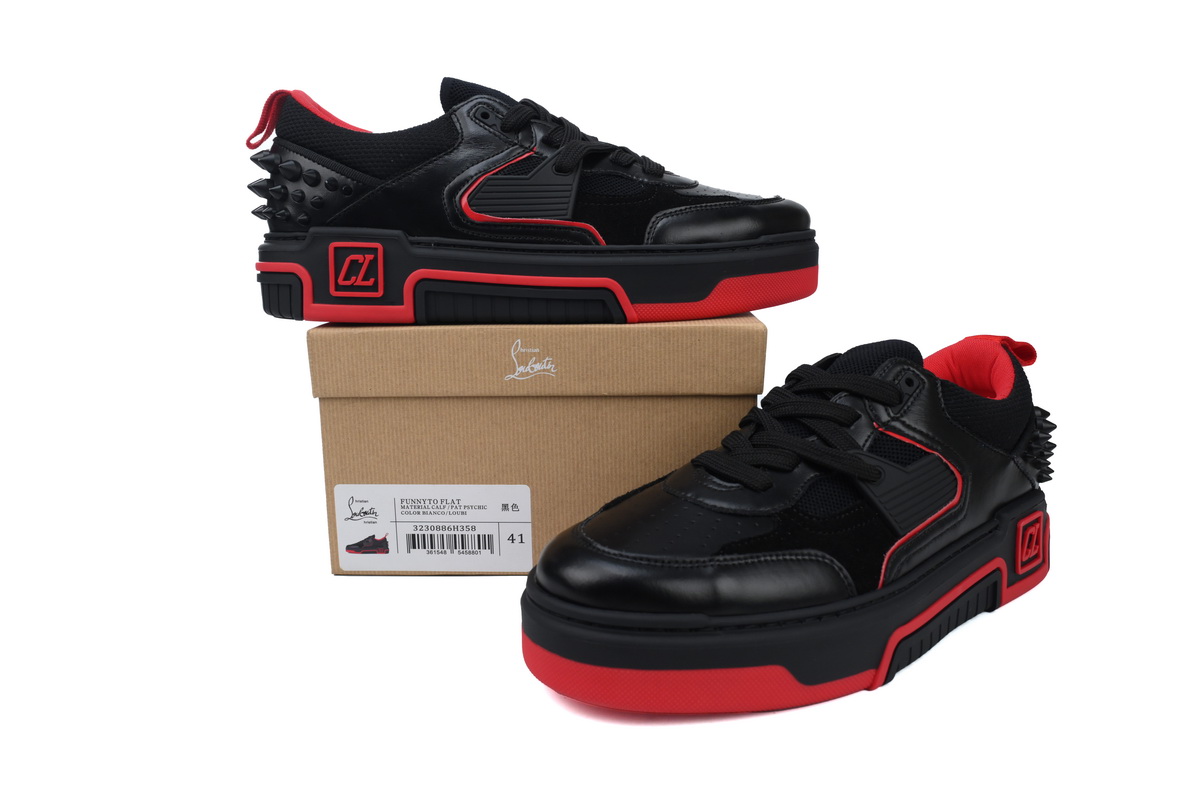 Christian Louboutin Astroloubi Sneakers Calf Leather And Suede Black Men 3230886H358