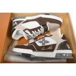Louis Vuitton LV Trainer Sneaker Moka Brown Monogram Flower 1ACD7K CK240729