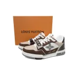 Louis Vuitton LV Trainer Sneaker Moka Brown Monogram Flower 1ACD7K CK240729