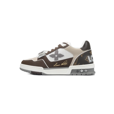 Louis Vuitton LV Trainer Sneaker Moka Brown Monogram Flower 1ACD7K CK240729 01
