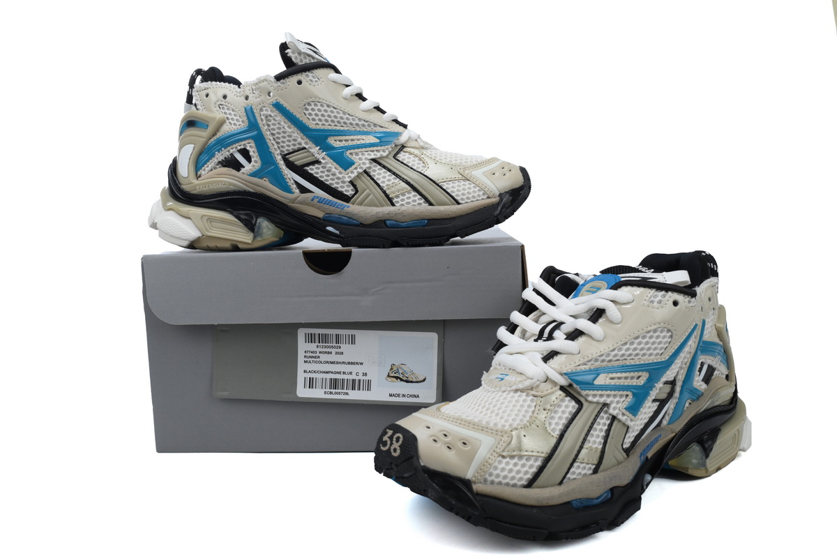 Balenciaga Runner Sneaker Beige Grey Blue 677403 W0RB6 2028