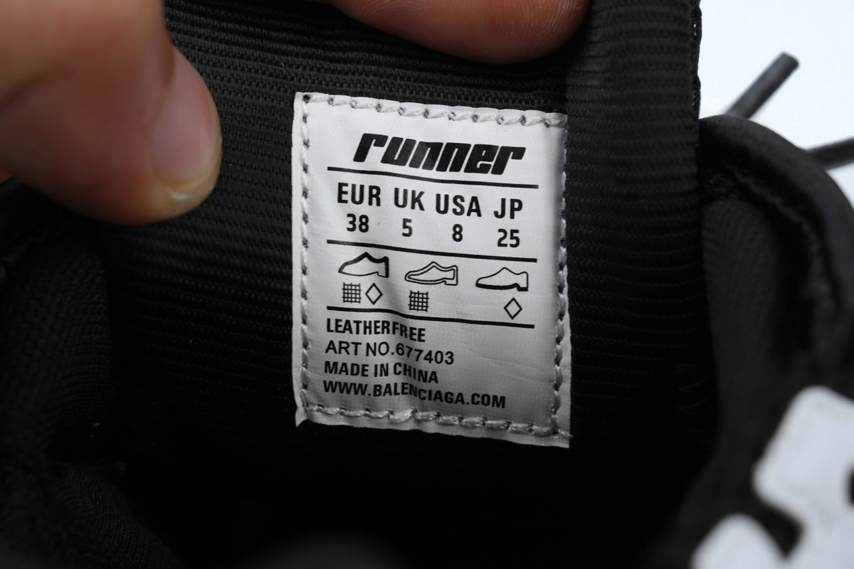 Balenciaga Runner Sneaker Black White 677403 Q3RB2 9010