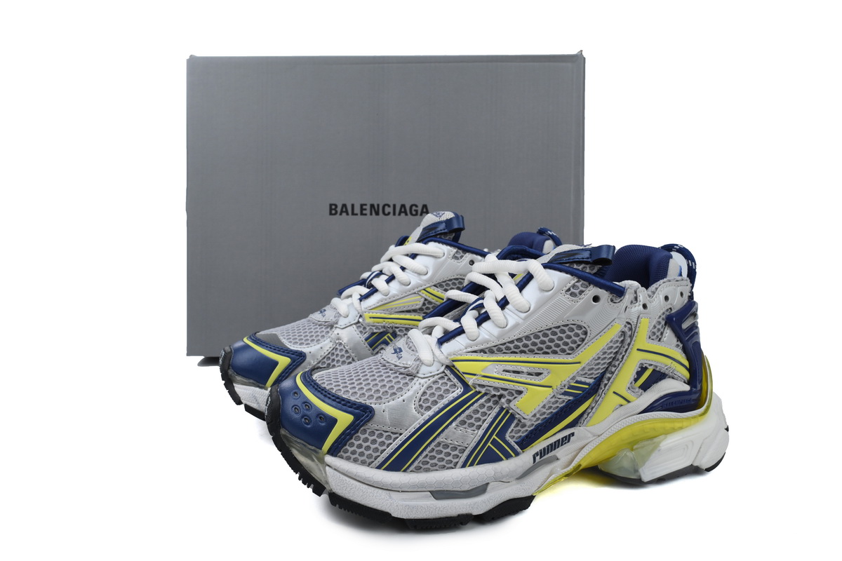 Balenciaga Runner Sneaker White Blue Yellow Grey Black 677403 W2RN1 0080