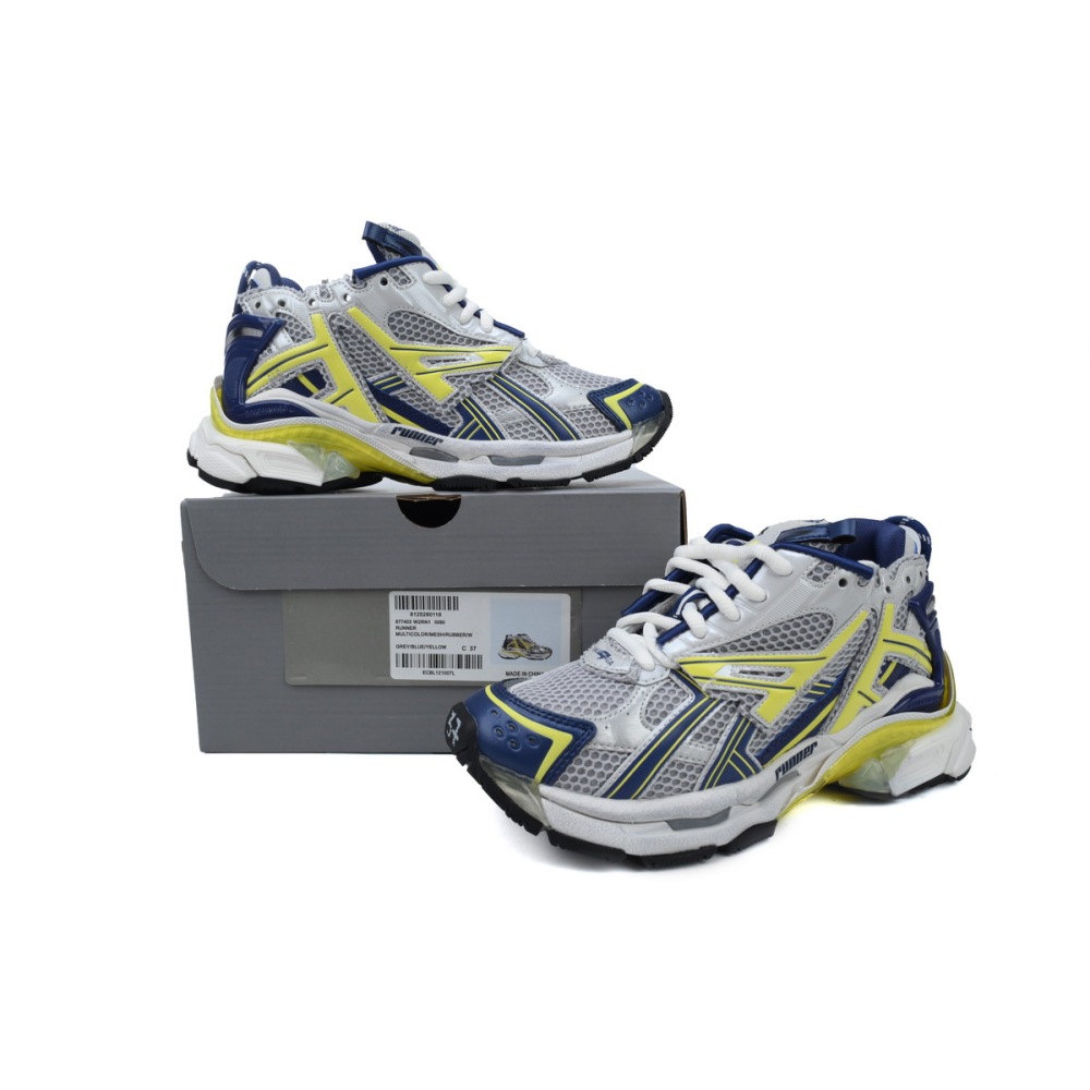 Balenciaga Runner Sneaker White Blue Yellow Grey Black 677403 W2RN1 0080