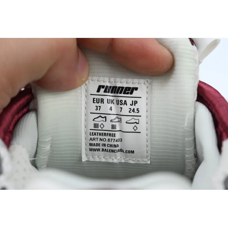 Balenciaga Runner Sneaker White Wine Red 677403 W3RB3 9069