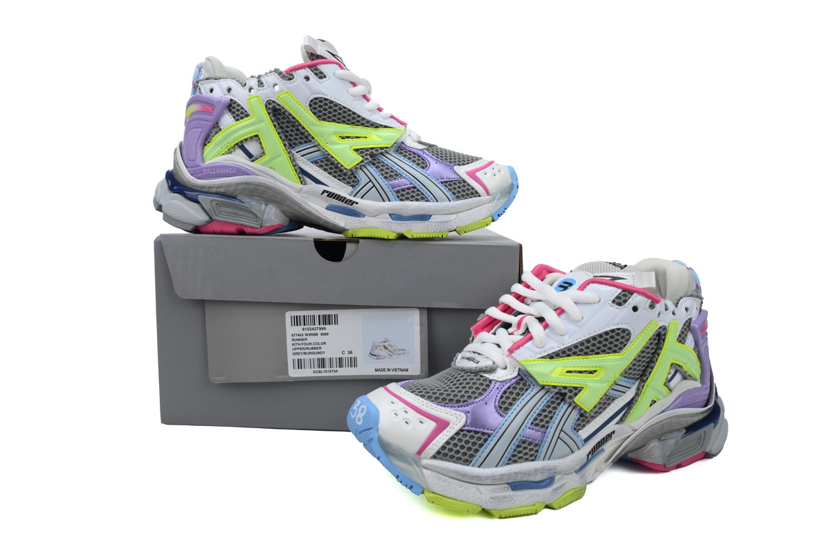 Balenciaga Runner Sneaker White Yellow Purple 677403 W3RBB 9069