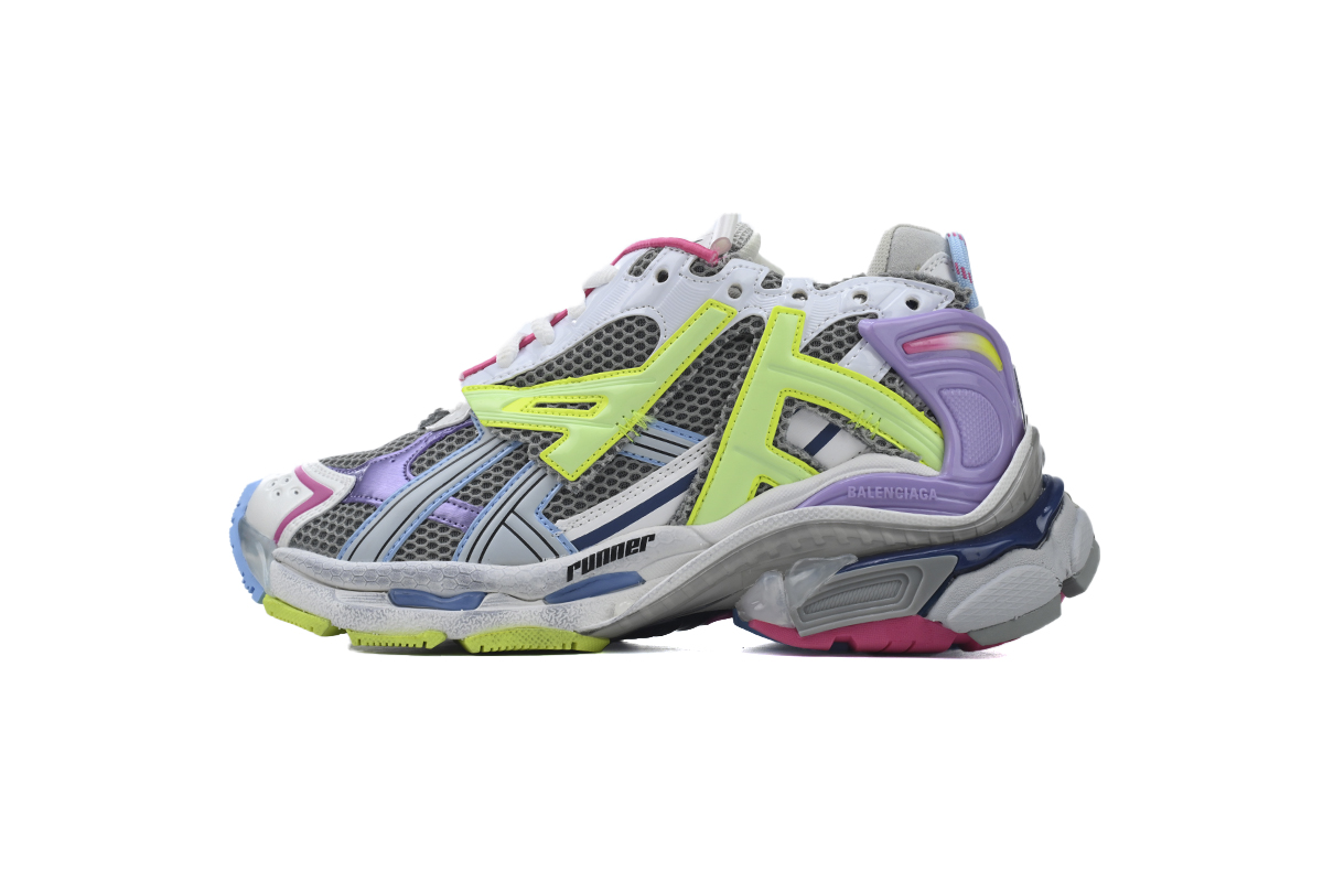 Balenciaga Runner Sneaker White Yellow Purple 677403 W3RBB 9069