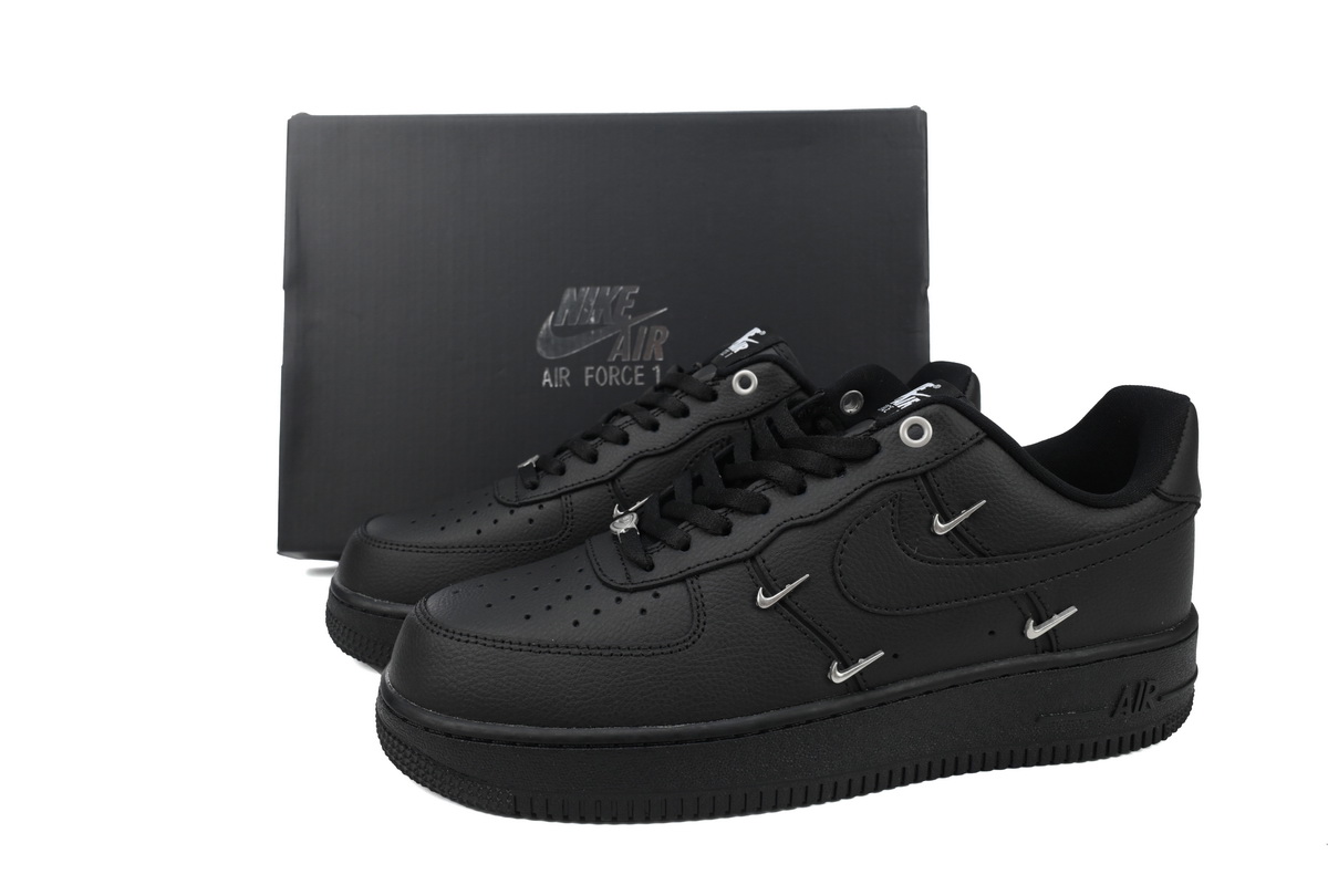 LJR Batch Nike Air Force 1 Low Black Silver Mini Swoosh HQ1180-001