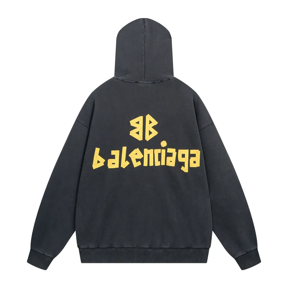 Balenciaga Tape Type Ripped Pocket Hoodie Oversized Black/Blue/Black Blue YZ 0400018953488