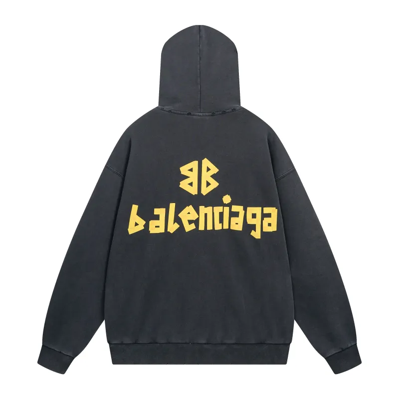 Balenciaga Tape Type Ripped Pocket Hoodie Oversized Black/Blue/Black Blue YZ 0400018953488