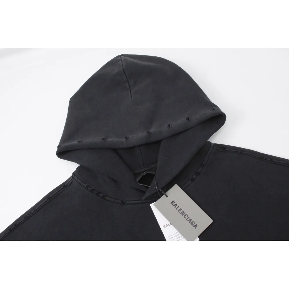 Balenciaga Tape Type Ripped Pocket Hoodie Oversized Black/Blue/Black Blue YZ 0400018953488