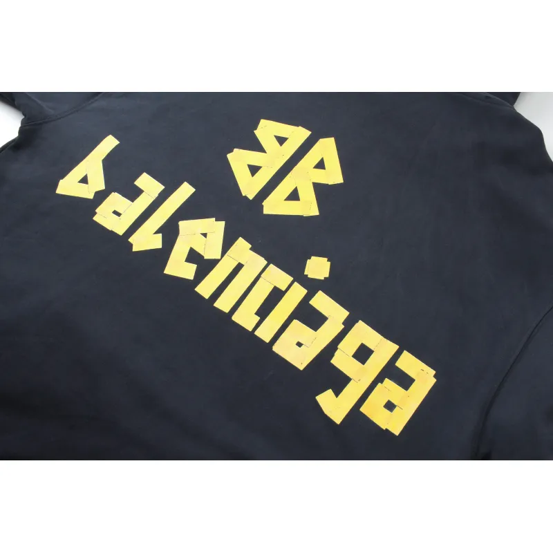 Balenciaga Tape Type Ripped Pocket Hoodie Oversized Black/Blue/Black Blue YZ 0400018953488