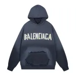 Balenciaga Tape Type Ripped Pocket Hoodie Oversized Black/Blue/Black Blue YZ 0400018953488
