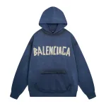 Balenciaga Tape Type Ripped Pocket Hoodie Oversized Black/Blue/Black Blue YZ 0400018953488