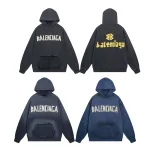 Balenciaga Tape Type Ripped Pocket Hoodie Oversized Black/Blue/Black Blue YZ 0400018953488