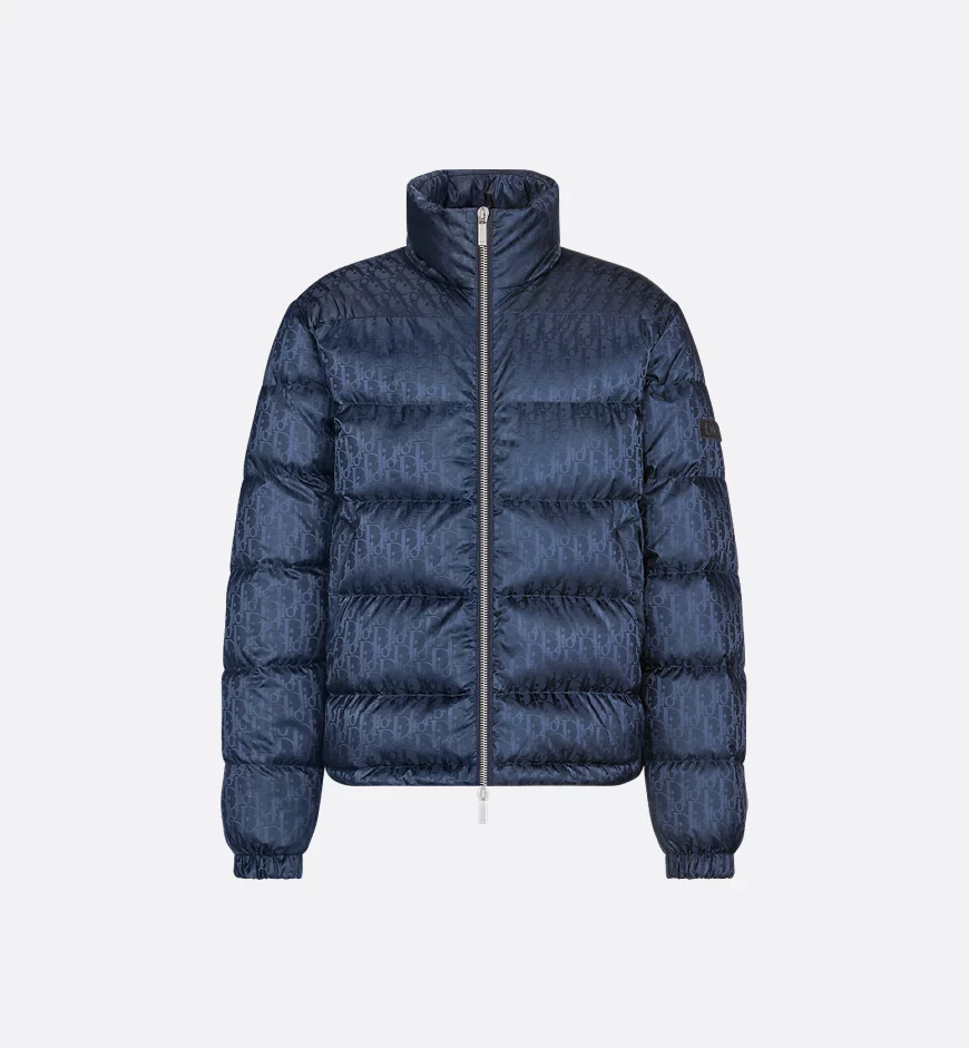 Dior Oblique Down Jacket Navy Blue Technical Jacquard
